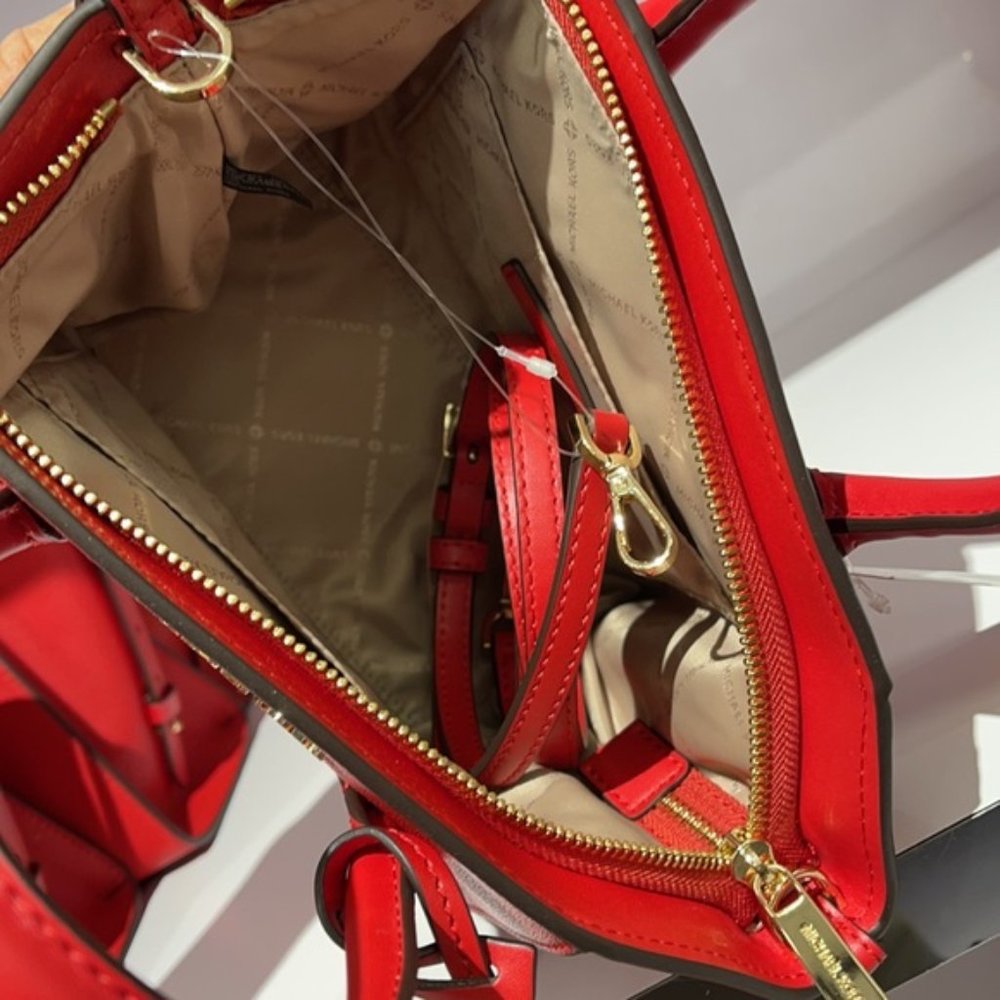 Michael Kors Avril Small Leather Top-Zip Satchel Color Flame - Picture 8 of 16